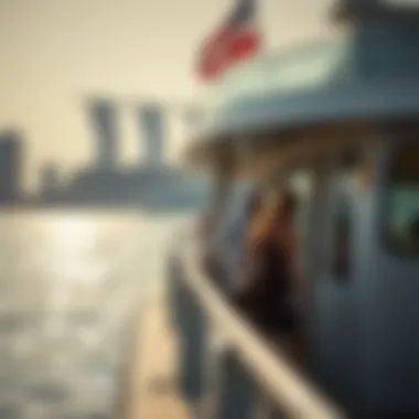 Boarding the Dubai Marina Ferry Passengers boarding a ferry at Dubai Marina