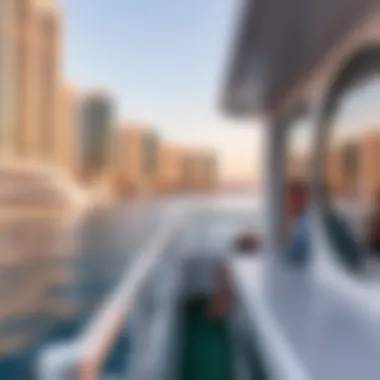 Relaxing on the Ferry in Dubai Marina A relaxing moment on the deck of a ferry in Dubai Marina