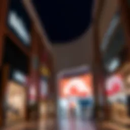 Vibrant storefronts at Dubai Outlet Mall showcasing luxury brands