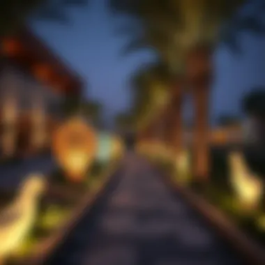 Artistic installations and pathways that enhance the charm of Al Khawaneej Walk