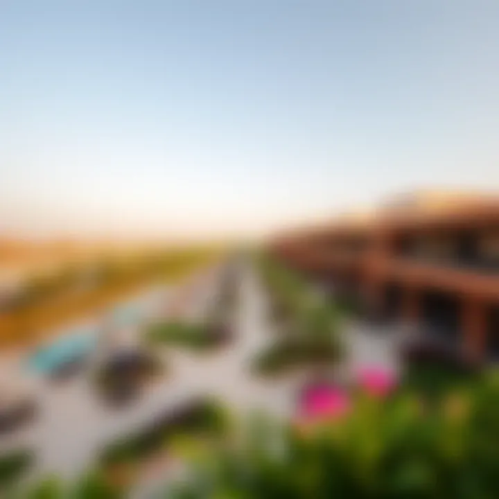 A panoramic view of Al Khawaneej Walk highlighting its community spaces and recreational areas
