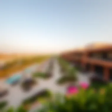 Panoramic View of Community Spaces at Al Khawaneej Walk A panoramic view of Al Khawaneej Walk highlighting its community spaces and recreational areas