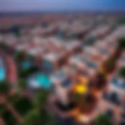 Aerial view of Al Rawdah showcasing residential architecture