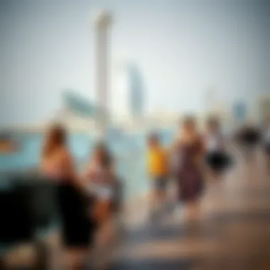 Vibrant Leisure Activities at La Mer Families enjoying leisure activities and vibrant lifestyle at La Mer's promenade