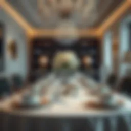 Elegant dining table set with fine china and crystal glassware