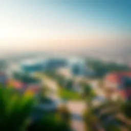 Aerial view of Flamingo Park showcasing its lush landscapes and innovative architecture