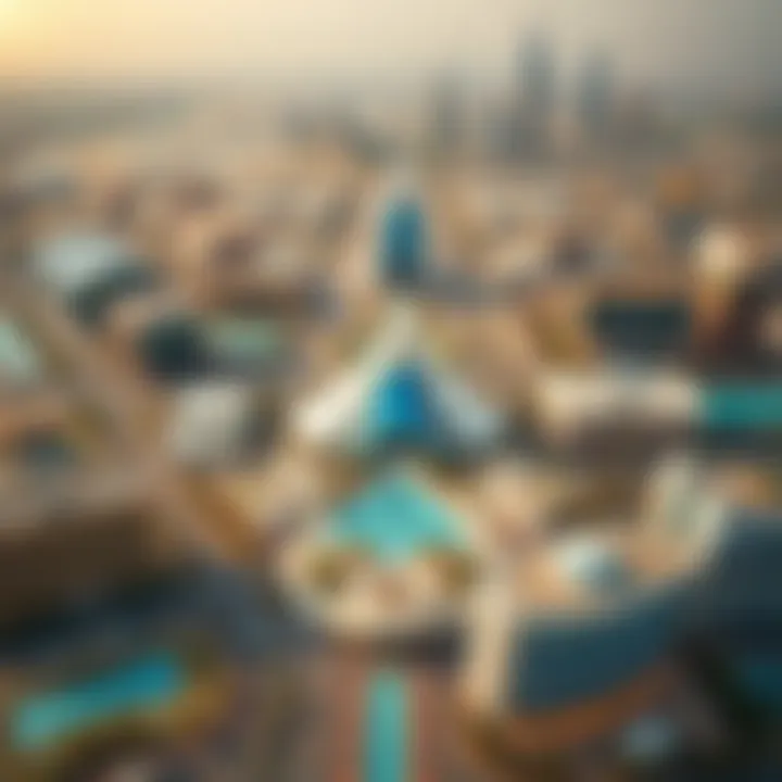 Aerial view of Expo City and surrounding hotels