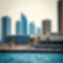 A scenic view of JBR Beach with tall buildings in the background