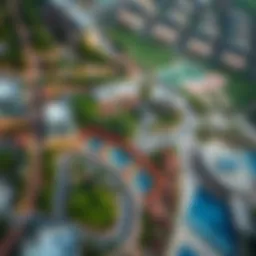Aerial view of The Oasis community showcasing lush greenery and modern architecture