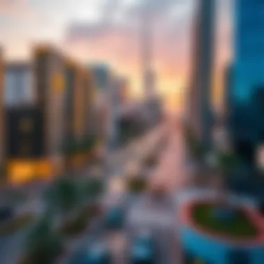 Business district in Dubai International City emphasizing investment opportunities
