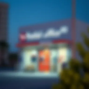 Postal service office in Dubai International City with signage