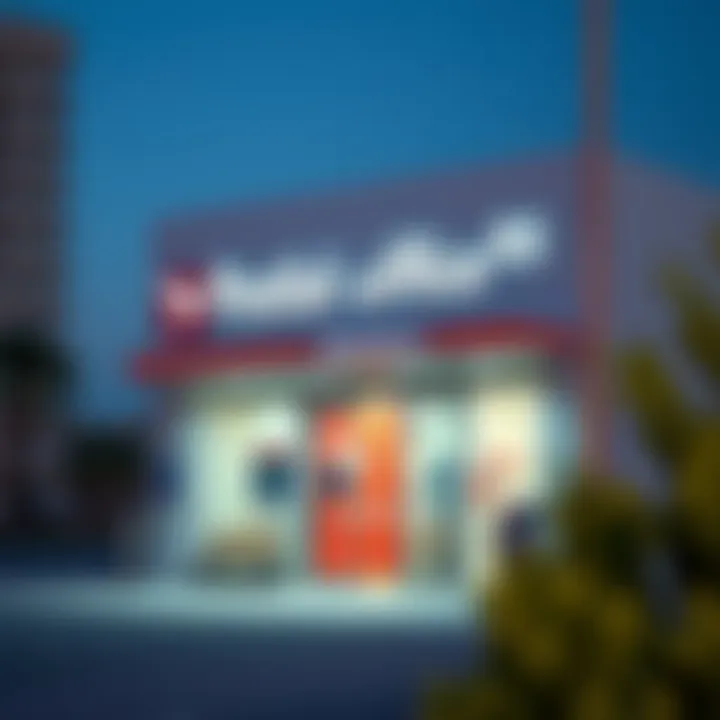 Postal service office in Dubai International City with signage